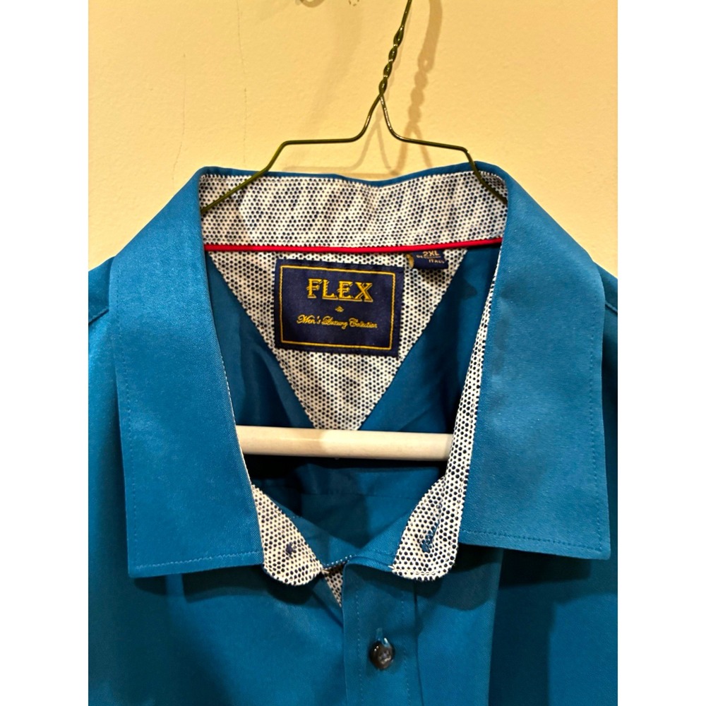 FLEX Mens Regular Fit Easy Care Solid Blue Dress Shirt 2XL 34/35